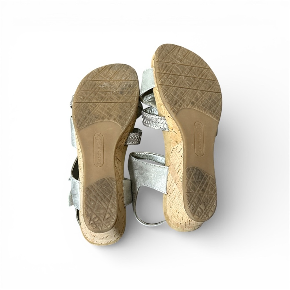 Bare Trapp Silver Women Strappy Cork Heeled Sandals Size 9.5M - Picture 4 of 5